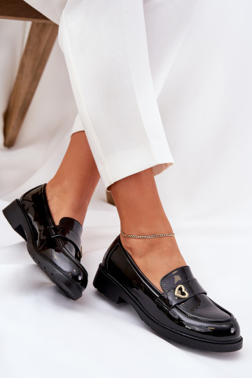 Mocassini laccati Femminile Con il cuore S.Barski HY51-379 colore nero