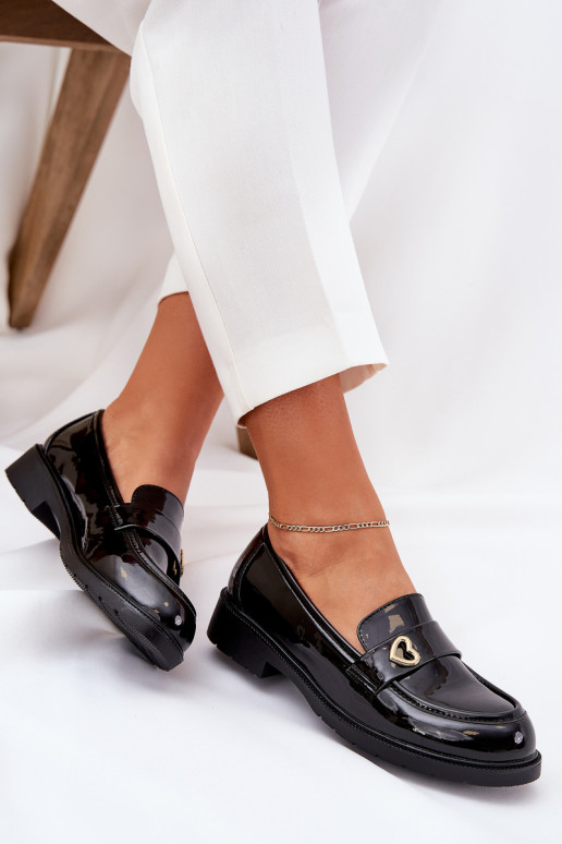 Mocassini laccati Femminile Con il cuore S.Barski HY51-379 colore nero Mocassini laccati Femminile Con il cuore S.Barski HY51-379 colore nero