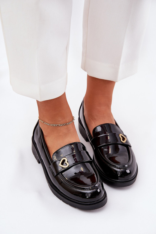 Mocassini laccati Femminile Con il cuore S.Barski HY51-379 colore nero Mocassini laccati Femminile Con il cuore S.Barski HY51-379 colore nero