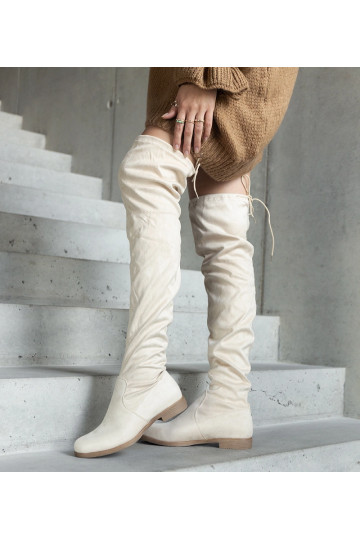 Stivali lunghi beige con piattaforma in ecopelle Hallora 2