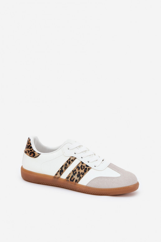 Basso Scarpe modello sneakers Femminile in ecopelle con motivi di pelliccia di leopardo Colore bianco Nonalorin