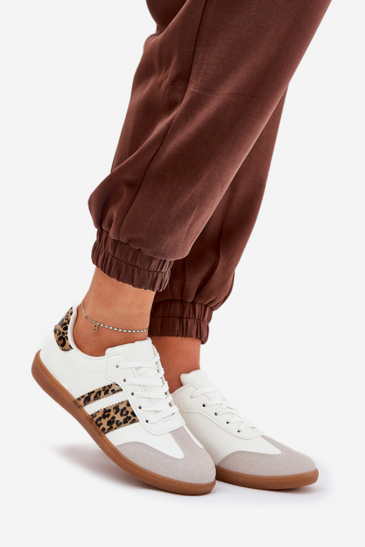 Basso Scarpe modello sneakers Femminile in ecopelle con motivi di pelliccia di leopardo Colore bianco Nonalorin