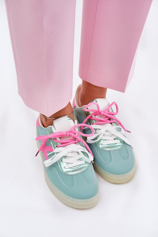 Basso scarpe da ginnastica Femminile con motivi di pelliccia di leopardo menta -colore rosa Zelevelis