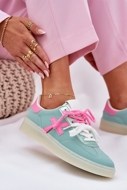 Basso scarpe da ginnastica Femminile con motivi di pelliccia di leopardo menta -colore rosa Zelevelis