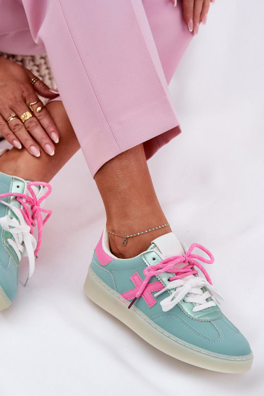 Basso scarpe da ginnastica Femminile con motivi di pelliccia di leopardo menta -colore rosa Zelevelis