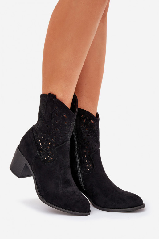 Stivali traforati stile coAboy Femminile con i tacchi S.Barski HY51-125 colore nero