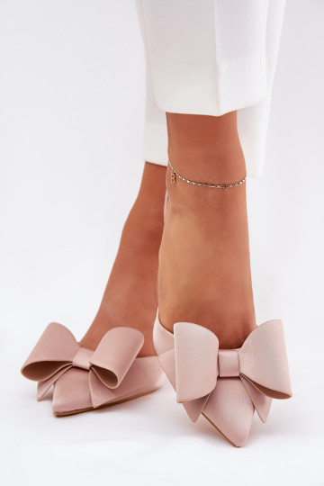 Scarpe con tacco open toe e fiocco color sabbia Eklevia 2