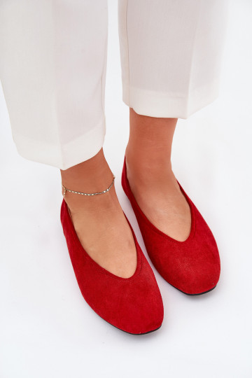 Elegantello classico Ballerine Z in ecopelle scamosciatau colore rosso Osallin