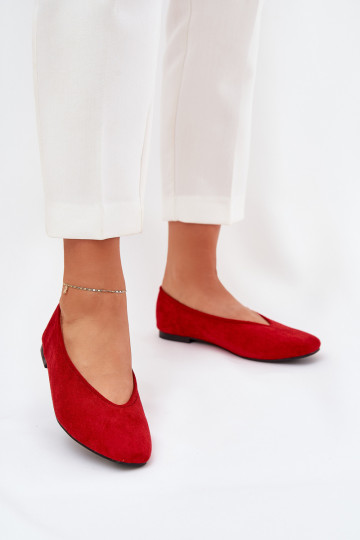 Elegantello classico Ballerine Z in ecopelle scamosciatau colore rosso Osallin 2