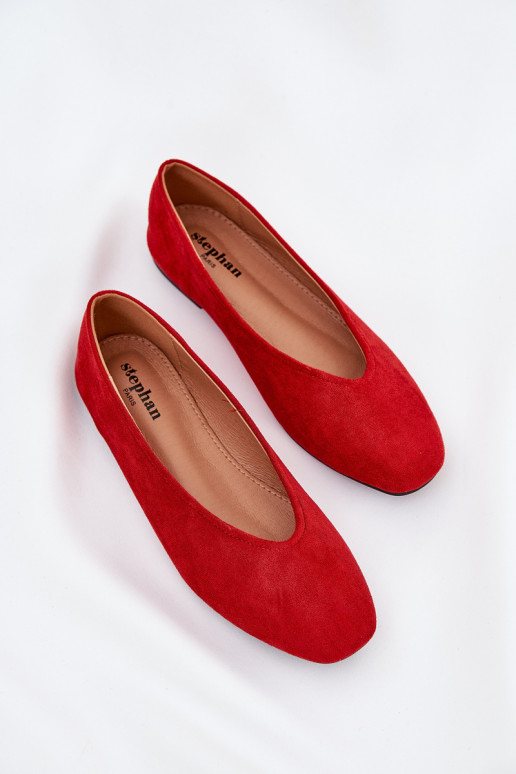 Elegantello classico Ballerine Z in ecopelle scamosciatau colore rosso Osallin