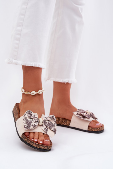 Femminile Pantofole con nastri con una piattaforma beige Lisandrea 2