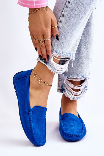 Mocassini in pelle scamosciata Femminile colore blu Morreno 2