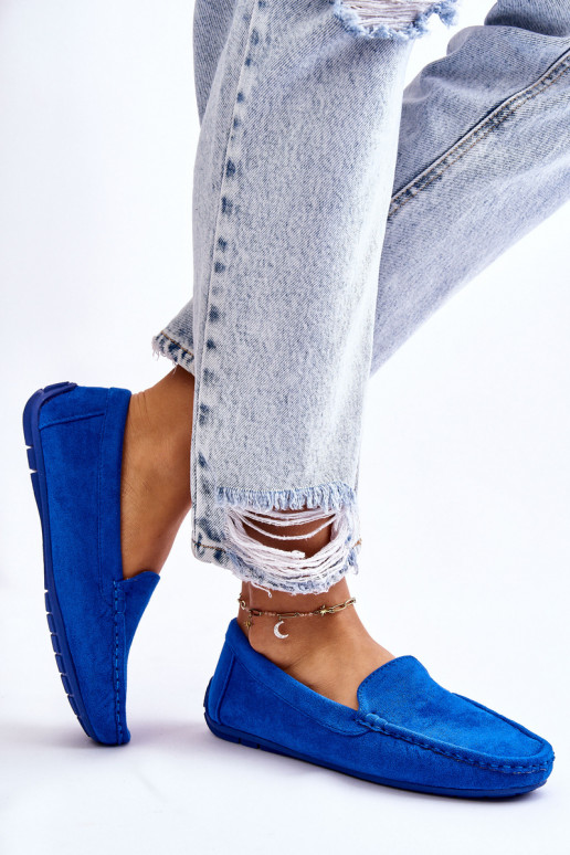 Mocassini in pelle scamosciata Femminile colore blu Morreno