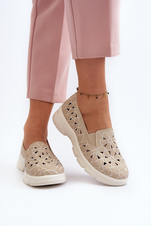 con elementi traforati scarpe Femminile beige Emilei