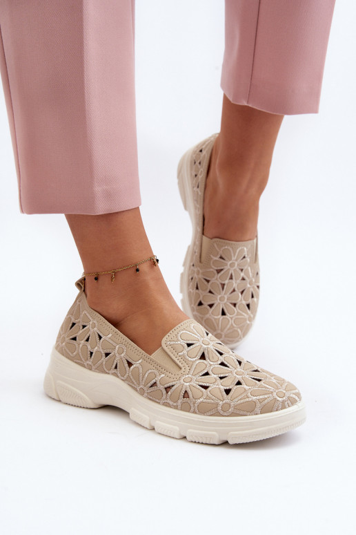 con elementi traforati scarpe Femminile beige Emilei