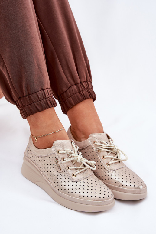 Scarpe da ginnastica in pelle da donna Stile sportivo scarpe colore dorato Brumia