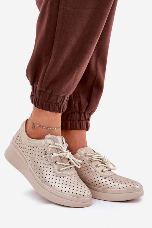 Scarpe da ginnastica in pelle da donna Stile sportivo scarpe colore dorato Brumia