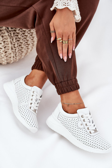 Femminile Pelle scarpe da ginnastica Vinceza 79532 Colore bianco