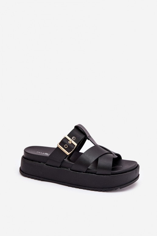 Pantofole da donna con una piattaforma con strisce I con fibbie colore nero Elimessa Pantofole da donna con una piattaforma con strisce I con fibbie colore nero Elimessa