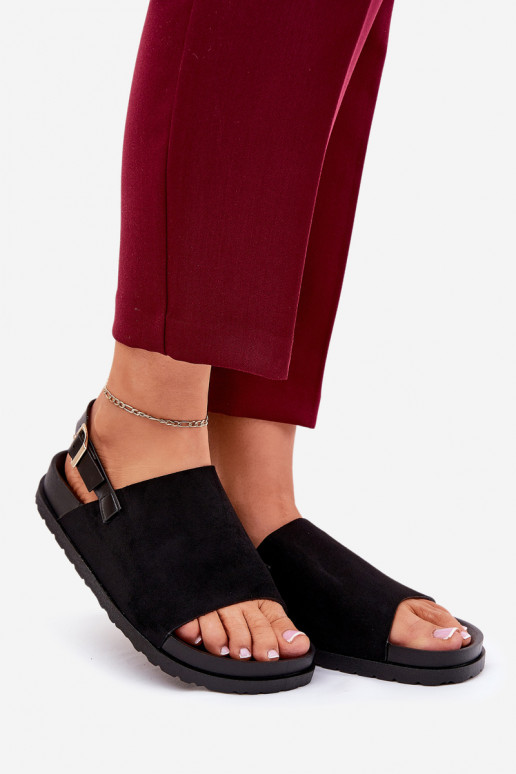 Sandali da donna Z in ecopelle scamosciatau con una piattaforma colore nero Migola