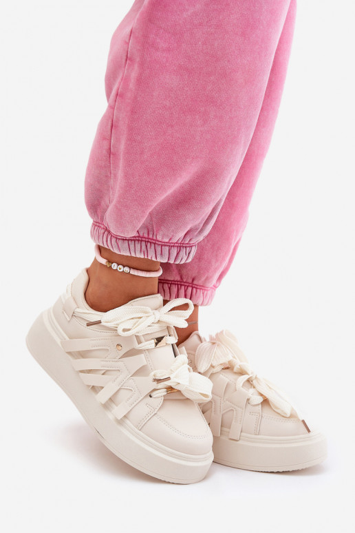 Eko Pelle Scarpe modello sneakers con una piattaforma beige Penolle