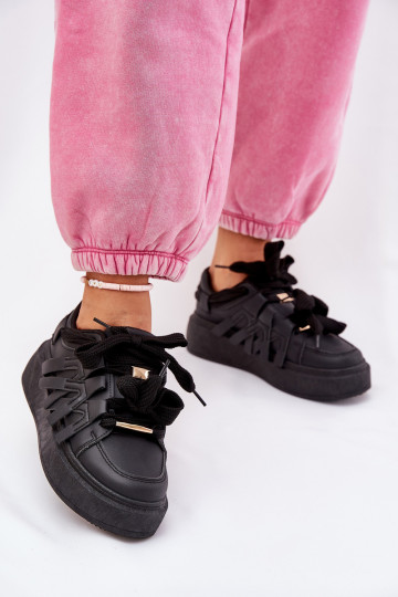 Scarpe sportive in pelle sintetica con plateau