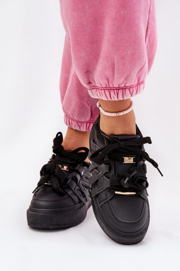 Scarpe sportive in pelle sintetica con plateau 2