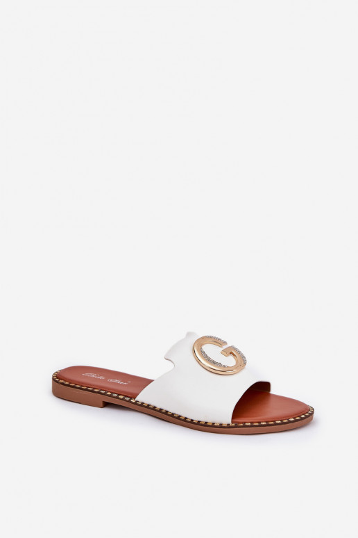 Eko Pelle isoscele Pantofole da donna Con decorazioni Detalem Colore bianco Frelie