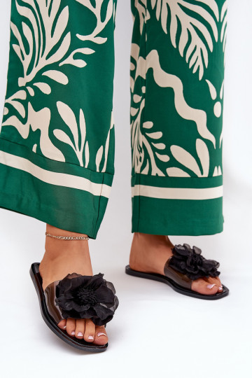 Guardare attraverso isoscele Pantofole da donna Ze Sztucznym Un fiore colore nero Vobetta 2