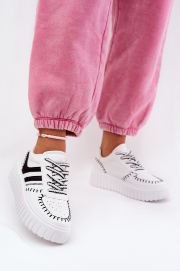 Sneakers modello batai Moteriškas con piattaforma di colore bianco e nero Ofenale 2