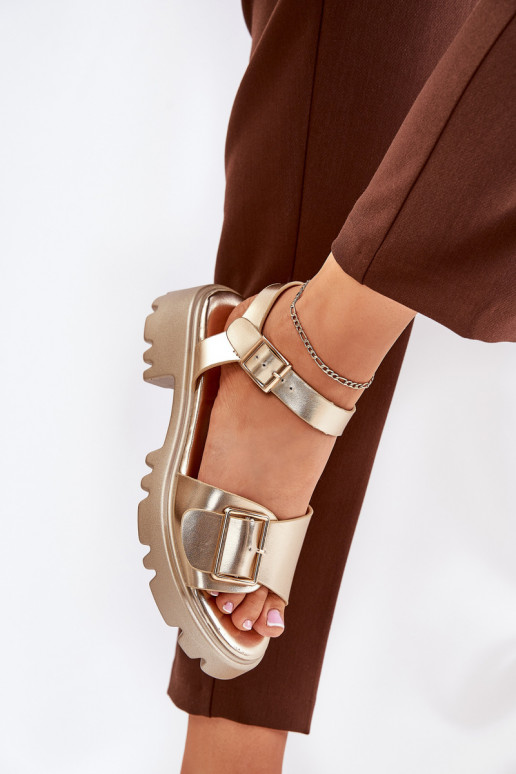 Eko Sandali da donna Femminile con fibbie colore dorato Gofielle
