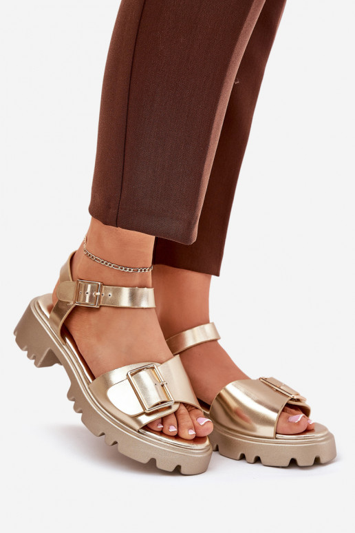 Eko Sandali da donna Femminile con fibbie colore dorato Gofielle
