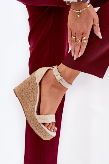 Sandali da donna Su un cuneo Con treccia beige Adelio