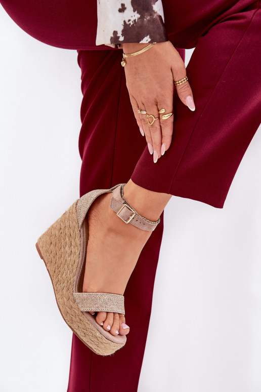 Sandali da donna Su un cuneo Con treccia colore kaki Adelio