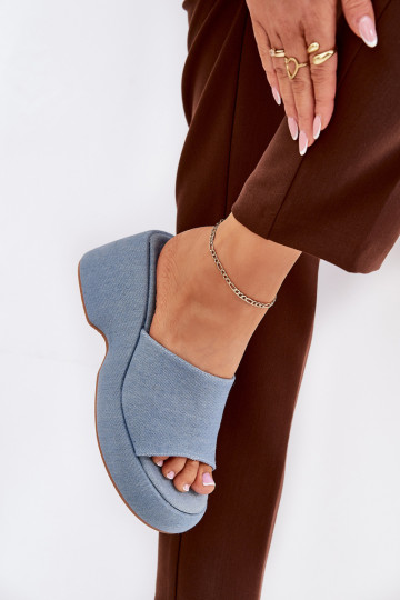 Pantofole da donna con una piattaforma I Koturnie Deveteriale denim Afisal 2