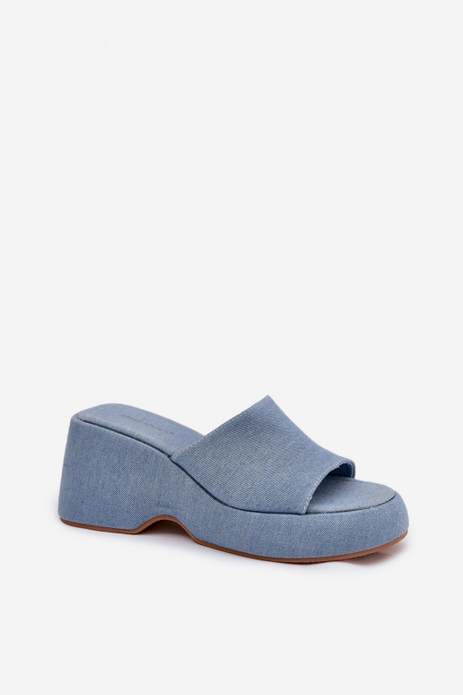 Pantofole da donna con una piattaforma I Koturnie Deveteriale denim Afisal
