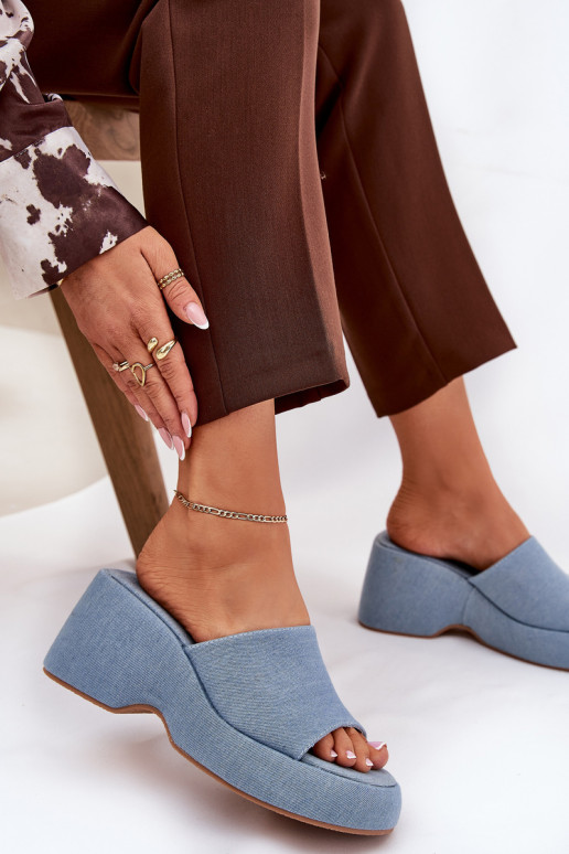  Pantofole da donna con una piattaforma I Koturnie Deveteriale denim Afisal