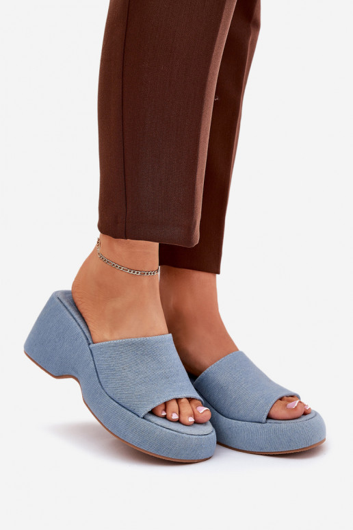 Pantofole da donna con una piattaforma I Koturnie Deveteriale denim Afisal