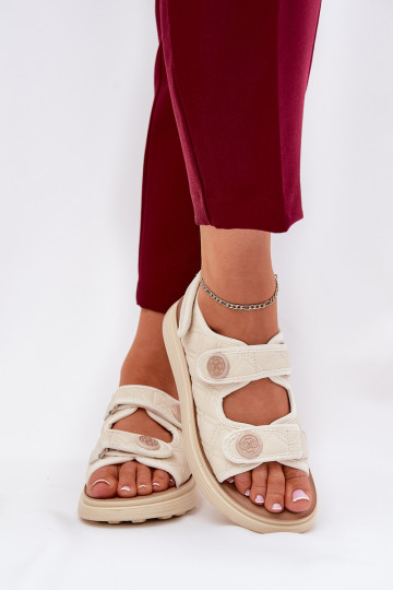 Sandali da donna Con decorazionii Detalami con chiusure adesive beige Zoliner