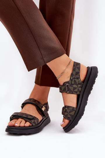 Sandali da donna con piattaforma neri e marroni Leriot 2