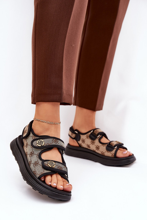 Femminile Elegantellato  sandali Ze colore doratomi Detalami beige-colore nero Pefese