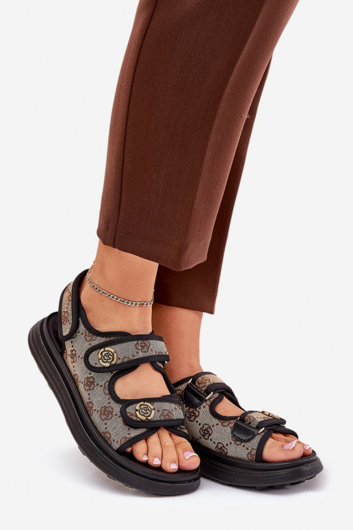 Femminile Elegantellato  sandali Ze colore doratomi Detalami beige-colore nero Pefese