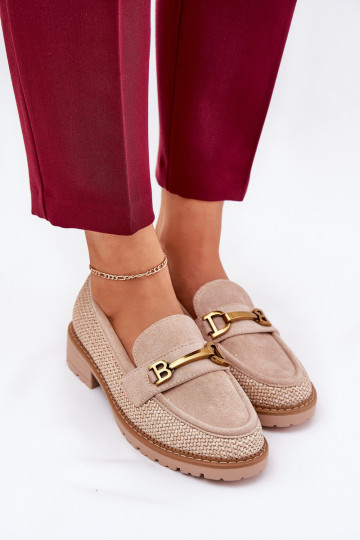 mocassini da donna Con treccia I colore doratom Detalem beige Seffolia