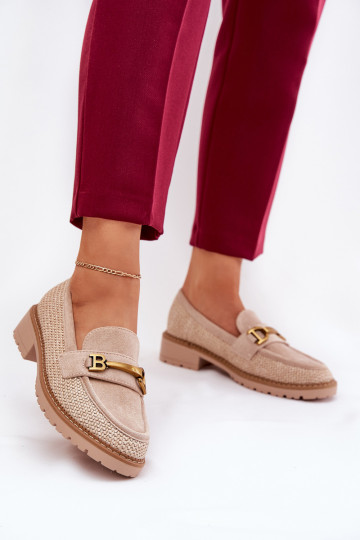 mocassini da donna Con treccia I colore doratom Detalem beige Seffolia 2