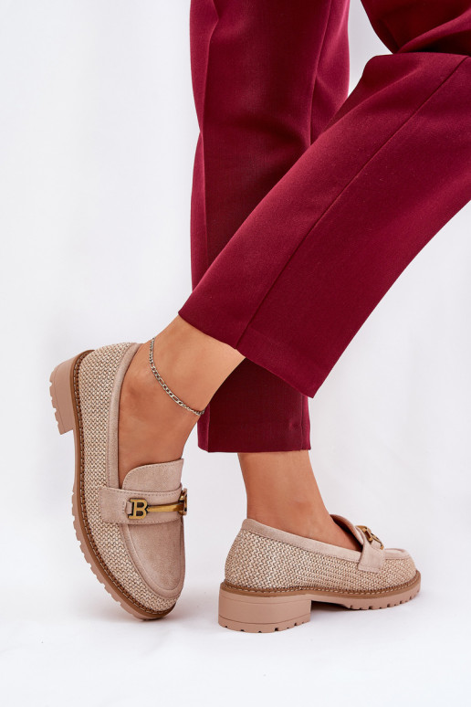 mocassini da donna Con treccia I colore doratom Detalem beige Seffolia