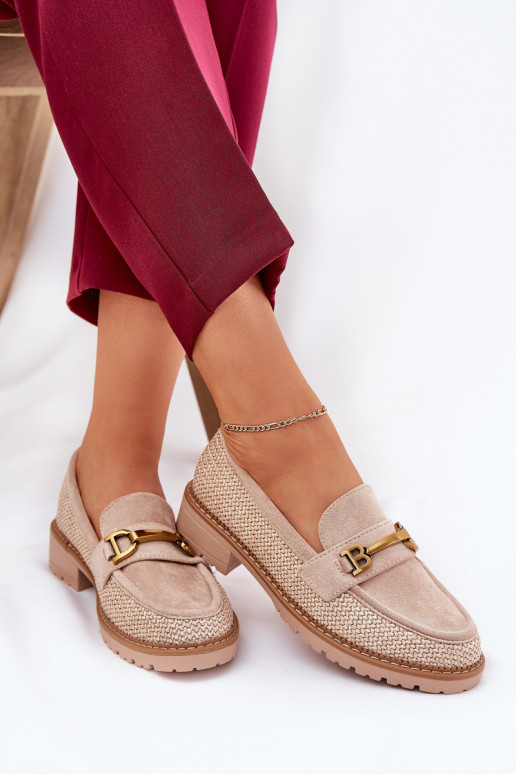 mocassini da donna Con treccia I colore doratom Detalem beige Seffolia