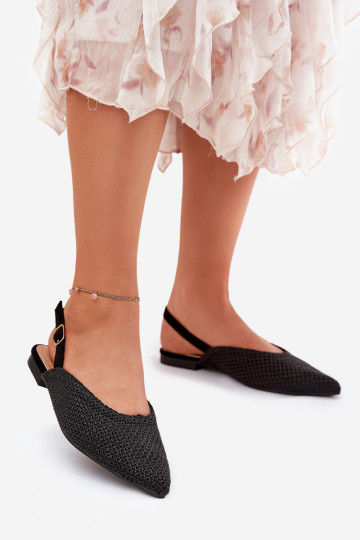 Ballerine con intrecci e punte affusolate nere 2