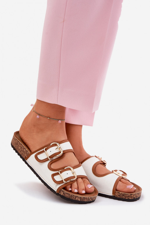  Pantofole da donna con una piattaforma con fibbie Colore bianco Osoffe