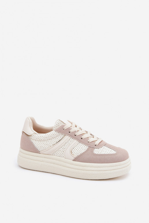 Scarpe modello sneakers Femminile con una piattaforma beige Lesida