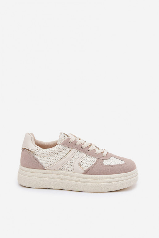 Scarpe modello sneakers Femminile con una piattaforma beige Lesida